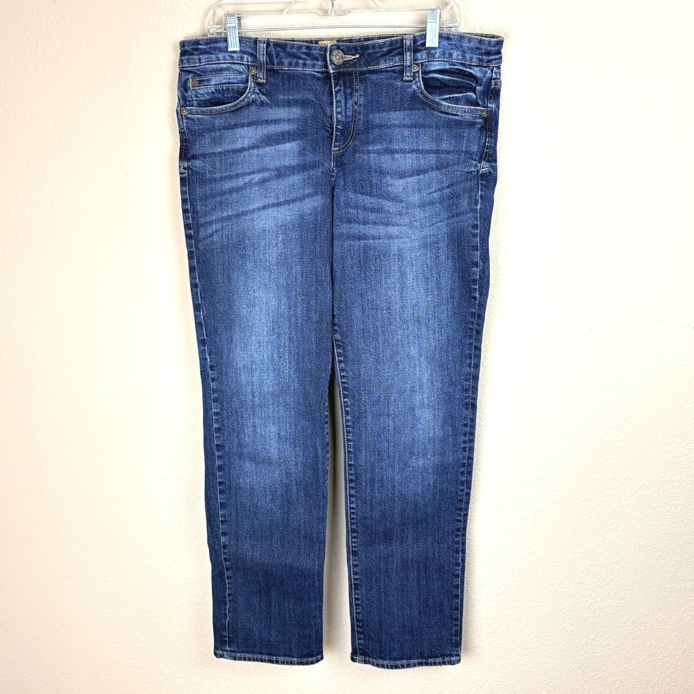 Kut from the Kloth Women 12 Straight Leg Jeans Blue Medium Wash 5 pocket